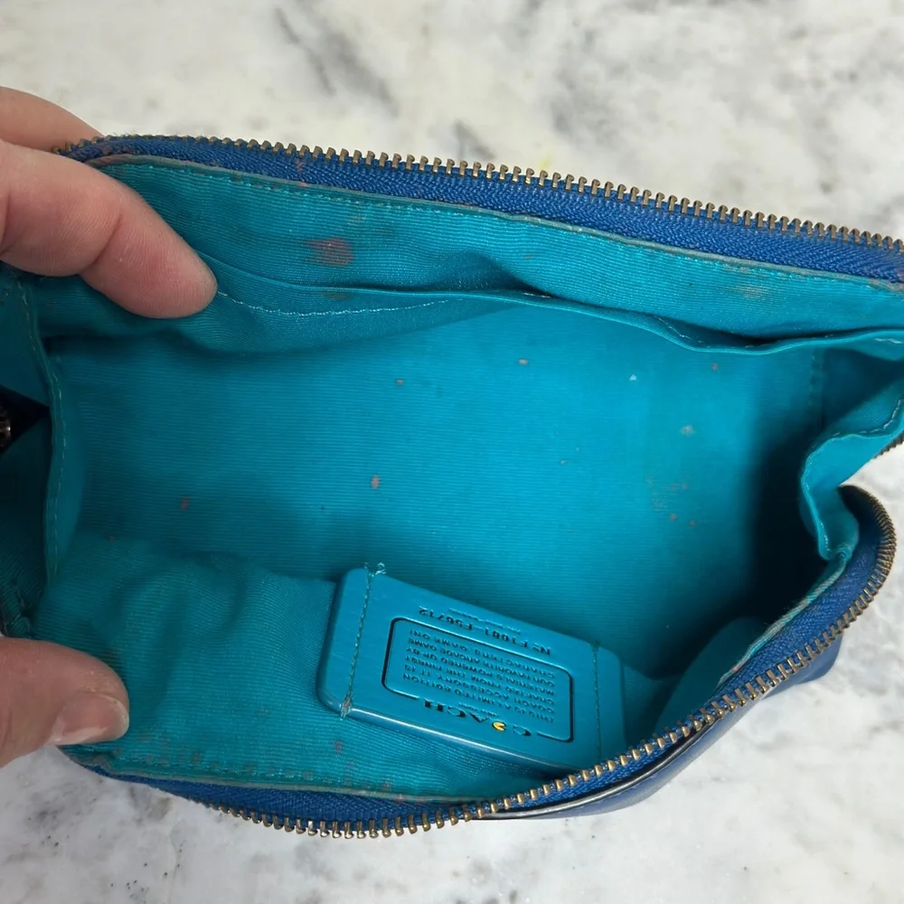 Coach Blue Leather Pouch with Ghost Detail - Picture 10 of 10